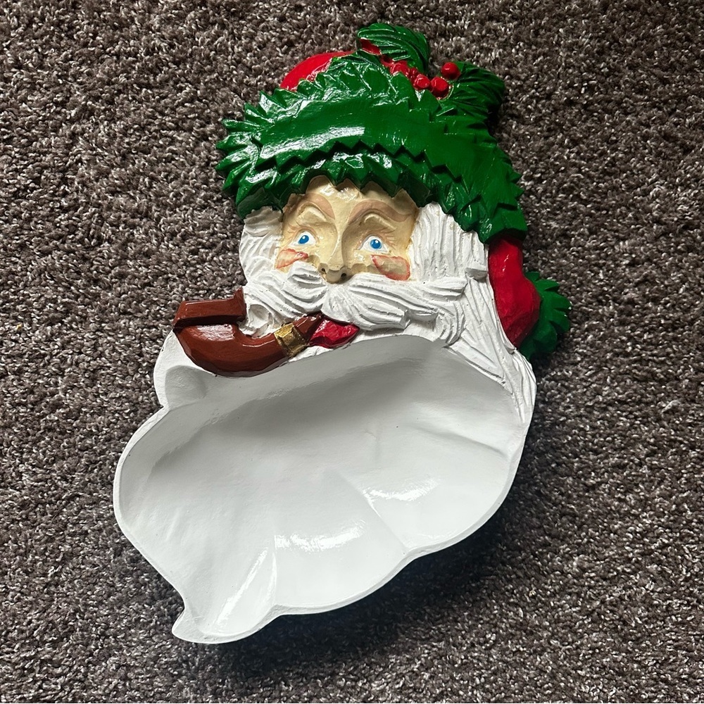 Vintage Hand-Painted Old World Santa Claus Serving Dish